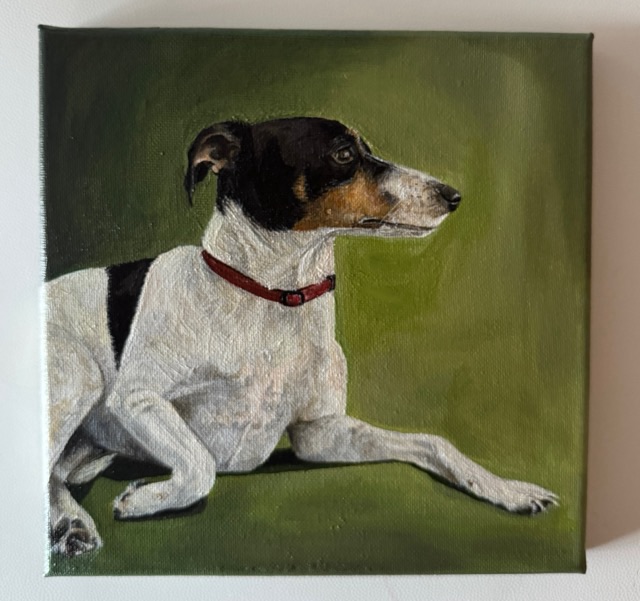A painting of a Jack Russell.